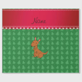 パーソナライズされた名前kangaroo green christmas trees ラッピングペーパー (フラット)