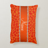 パーソナライズされた名前orange leopard pattern アクセントクッション (裏面(縦))
