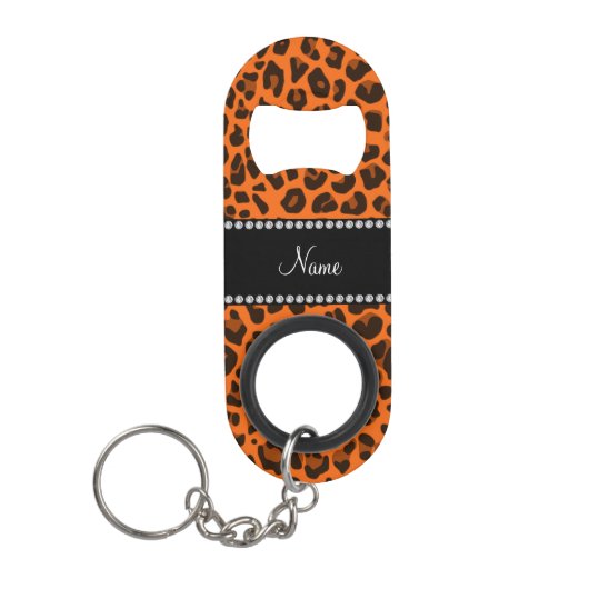 パーソナライズされた名前orange leopard pattern キーホルダー栓抜き (正面)