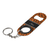 パーソナライズされた名前orange leopard pattern キーホルダー栓抜き (正面アングル)