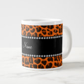 パーソナライズされた名前orange leopard pattern ジャンボコーヒーマグカップ (正面右)