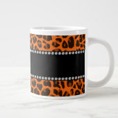 パーソナライズされた名前orange leopard pattern ジャンボコーヒーマグカップ (右)