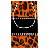 パーソナライズされた名前orange leopard pattern スモールペーパーバッグ (裏面)