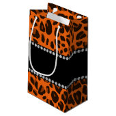 パーソナライズされた名前orange leopard pattern スモールペーパーバッグ (裏面アングル)