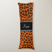 パーソナライズされた名前orange leopard pattern ボディピロー (正面縦)