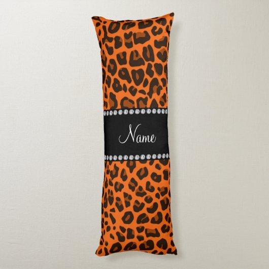 パーソナライズされた名前orange leopard pattern ボディピロー (裏面 (縦))