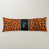 パーソナライズされた名前orange leopard pattern ボディピロー (正面)