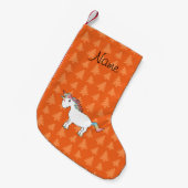 パーソナライズされた名前unicorn orange スモールクリスマスストッキング (正面 (吊り時))