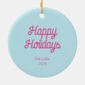 パーソナライズされた名門私立校風のクリスマス セラミックオーナメント (裏面)