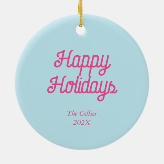パーソナライズされた名門私立校風のクリスマス セラミックオーナメント (裏面)