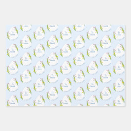 パーソナライズされた名門私立校風のフローラ ラッピングペーパーシート