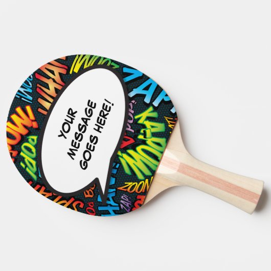 パーソナライズされた吹き出しおもしろいクール漫画書 卓球ラケット (横)