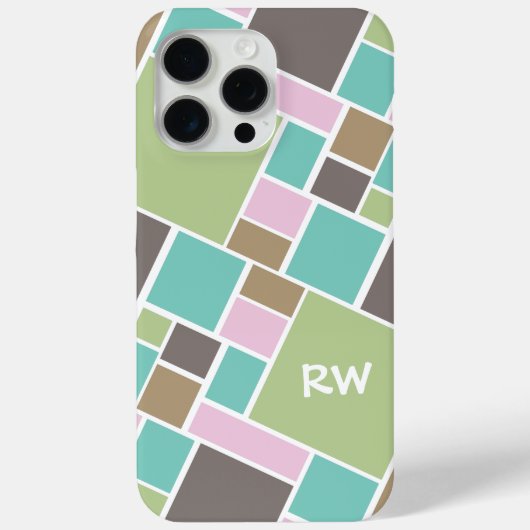パーソナライズされた四角形と正方形パターン Case-Mate iPhoneケース (裏面)