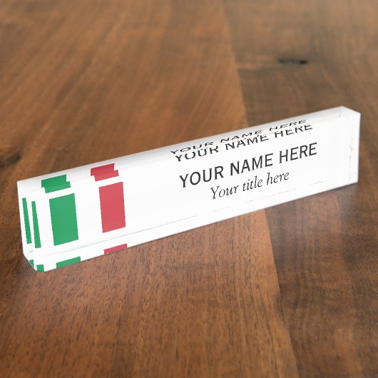パーソナライズされた国名イタリアン国旗 デスクネームプレート (側面)