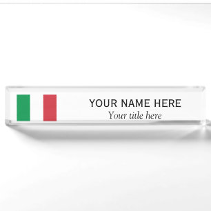 パーソナライズされた国名イタリアン国旗 デスクネームプレート