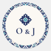 パーソナライズされた地中海の結婚タイル ラウンドシール (正面)