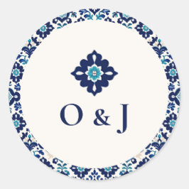 パーソナライズされた地中海の結婚タイル ラウンドシール