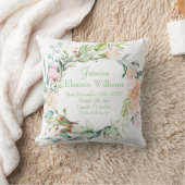 パーソナライズされた夏のバラの花環 赤ちゃんの出生統計 クッション (ブランケット)