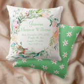 パーソナライズされた夏のバラの花環 赤ちゃんの出生統計 クッション