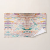 パーソナライズされた多色ピンク紫 ハンドタオル (ハンドタオル)