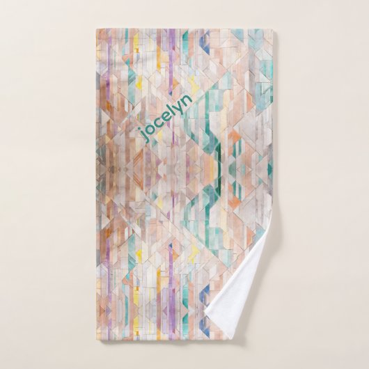 パーソナライズされた多色ピンク紫 ハンドタオル (ハンドタオル)