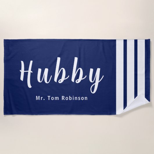パーソナライズされた大きな夫専用ビーチタオル ビーチタオル (正面)
