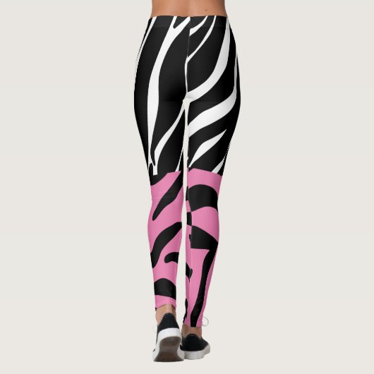 パーソナライズされた大きな猫ストライププリント野生動物おもしろい レギンス (裏面)