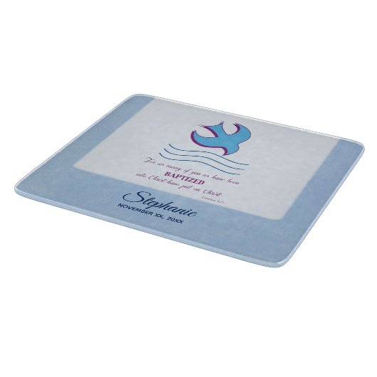 パーソナライズされた大人のバプテスマが青に鳩 カッティングボード (角)