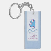 パーソナライズされた大人のバプテスマが青に鳩 キーホルダー (正面左)