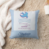 パーソナライズされた大人のバプテスマが青に鳩 クッション (ブランケット)