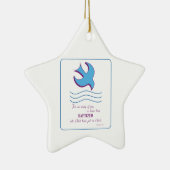 パーソナライズされた大人のバプテスマが青に鳩 セラミックオーナメント (右)