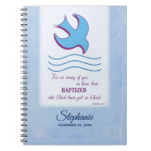 パーソナライズされた大人のバプテスマが青に鳩 ノートブック (正面)