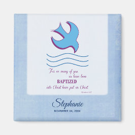 パーソナライズされた大人のバプテスマが青に鳩 マグネット