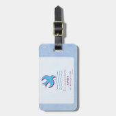 パーソナライズされた大人のバプテスマが青に鳩 ラゲッジタグ (正面縦)