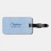 パーソナライズされた大人のバプテスマが青に鳩 ラゲッジタグ (裏面横)
