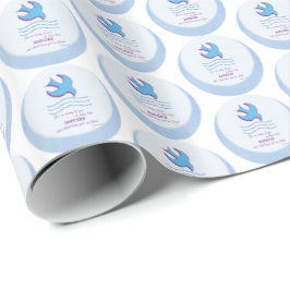 パーソナライズされた大人のバプテスマが青に鳩 ラッピングペーパー