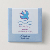 パーソナライズされた大人のバプテスマが青に鳩 缶バッジ (正面)