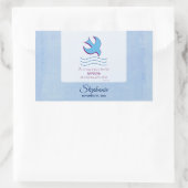 パーソナライズされた大人のバプテスマが青に鳩 長方形シール (バッグ)