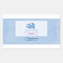 パーソナライズされた大人のバプテスマが青に鳩 長方形シール