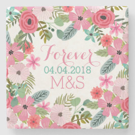 パーソナライズされた大理石コースターフローラ結婚 ストーンコースター