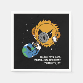 パーソナライズされた太陽のEclipse 2025光爆弾 スタンダードカクテルナプキン