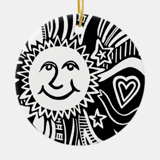 パーソナライズされた太陽パターン セラミックオーナメント (正面)