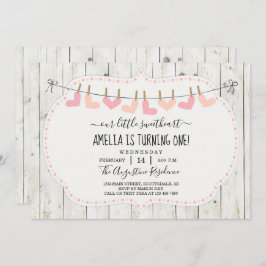 パーソナライズされた女の子のバレンタインデー誕生日パーティー 招待状