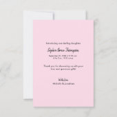 パーソナライズされた女の子シャワーサンキューカード サンキューカード (裏面)