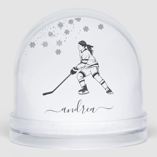 パーソナライズされた女子アイスホッケー スノーグローブ ギフト (正面)