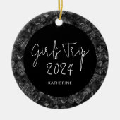 パーソナライズされた女子エレガントトリップフェイクグリッターフォイル セラミックオーナメント (正面)