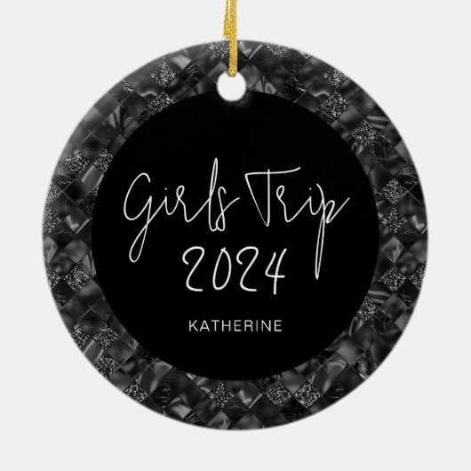 パーソナライズされた女子エレガントトリップフェイクグリッターフォイル セラミックオーナメント (裏面)
