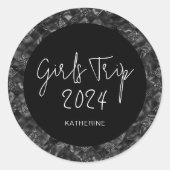 パーソナライズされた女子エレガントトリップフェイクグリッターフォイル ラウンドシール (正面)