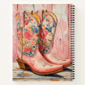 パーソナライズされた女性のカーボーイブーツピンクウェスタン ノートブック (裏面)