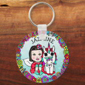 パーソナライズされた妖精とユニコーンのキーチェーン キーホルダー (正面)